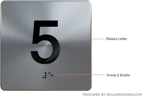 Elevator JAMB Plate with Braille - Elevator Floor Number Brush SILVER (G- GROUND 4X4) in Saudi Arabia