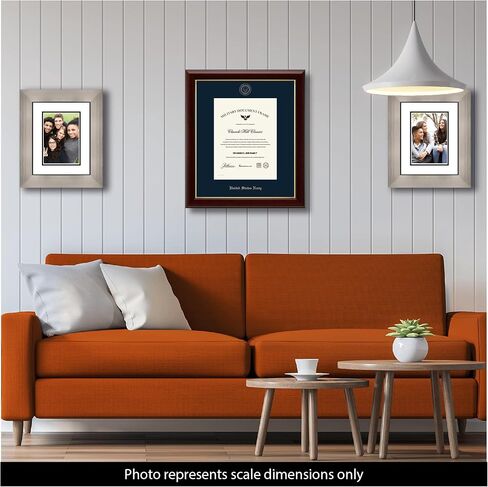 الولايات المتحدة البحرية 11 "W × 14" إطار الشهادة - نوبات - إطار شهادة الذهب المنقوش - صب الكرز مع حصيرة البحرية - مرخص رسميًا in Kuwait