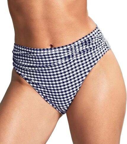 Panache Women's Gingham High Waist Midi Bikini Brief – Flattering Swim Bottoms in Saudi Arabia