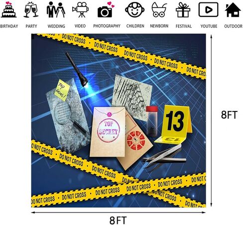 Detective Backdrop, 5x3ft Top Secret Agent Spy Evidence Bag Mystery Suspect Investigation Photography Background Photo Booth Studio Props BJOKPR0351 in Saudi Arabia