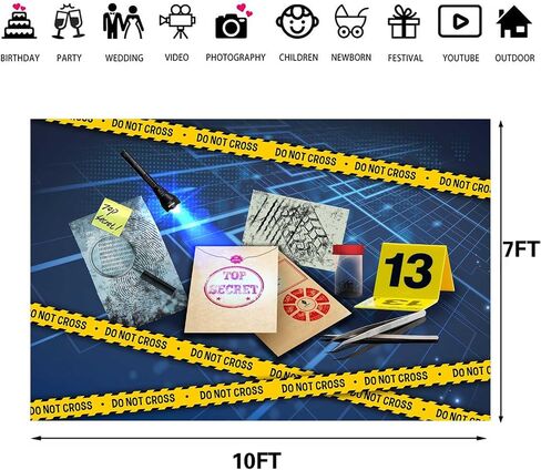 Detective Backdrop, 5x3ft Top Secret Agent Spy Evidence Bag Mystery Suspect Investigation Photography Background Photo Booth Studio Props BJOKPR0351 in Saudi Arabia