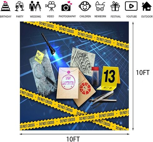 Detective Backdrop, 5x3ft Top Secret Agent Spy Evidence Bag Mystery Suspect Investigation Photography Background Photo Booth Studio Props BJOKPR0351 in Saudi Arabia