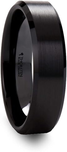 Roy Rose Jewelry Mens Black Ceramic Beveled Edges Wedding Ring - Brushed Finish Comfort Fit - 6mm 8mm Wide - Style Name: Yorkshire in Saudi Arabia