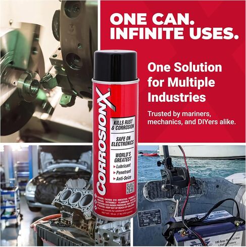 CorrosionX Corrosion Technologies 90102 (16 أونصة أيروسول) - مادة تشحيم متعددة الأغراض، ومخترقة، ومضادة للصدأ والتآكل | القوة الصناعية | الصف البحري | ينظف، يزيت، يحمي in Kuwait