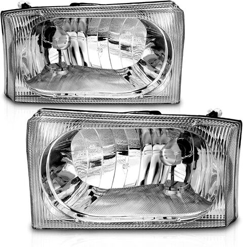 Amerilite for 1999-2004 Ford Super Duty F-250/F-350/F-450/F-550 | الرحلة المصابيح الأمامية كروم المصابيح الأمامية زوج - جانب الركاب وجانب السائق in Saudi Arabia