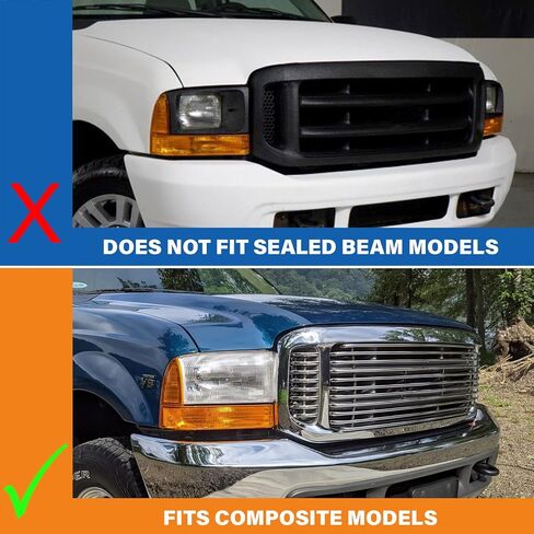 Amerilite for 1999-2004 Ford Super Duty F-250/F-350/F-450/F-550 | الرحلة المصابيح الأمامية كروم المصابيح الأمامية زوج - جانب الركاب وجانب السائق in Saudi Arabia