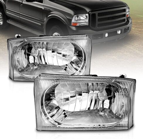 Amerilite for 1999-2004 Ford Super Duty F-250/F-350/F-450/F-550 | الرحلة المصابيح الأمامية كروم المصابيح الأمامية زوج - جانب الركاب وجانب السائق in Saudi Arabia