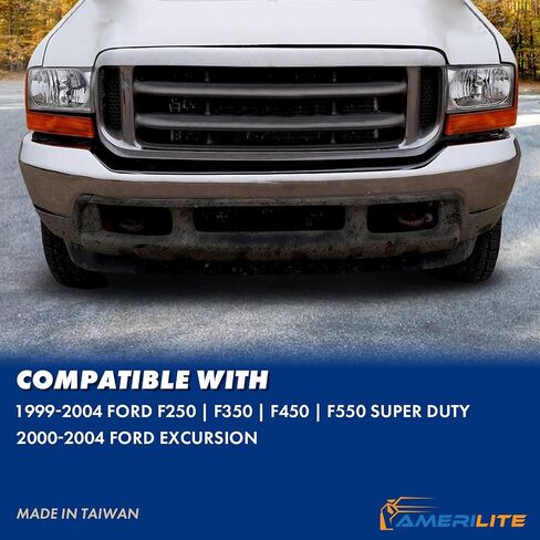 Amerilite for 1999-2004 Ford Super Duty F-250/F-350/F-450/F-550 | الرحلة المصابيح الأمامية كروم المصابيح الأمامية زوج - جانب الركاب وجانب السائق in Saudi Arabia