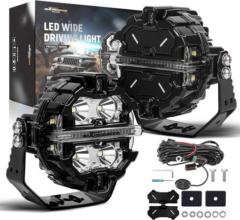 maXpeedingrods 2X 3.5 Inch 160W LED Offroad Pod Lights, Round Light Bar 19200LM Bright with Amber/White DRL 3 Modes, 270°Side Shooter for Trucks Jeep Pickup ATV UTV Motorcycles, with 4 Black Covers in Saudi Arabia