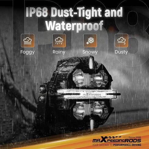 MaxPeedingRods 2x 3.5 بوصة 160W LED LED ROAD ROAD LIGHTS ، Round Light Bar 19200LM مشرق مع أوضاع AMBER/WHITE DRL 3 ، 270 ° SHOARER SIDER FOR TRUCKS JEEP Pickup ATV UTV Motorcles ، مع 4 أغطية سوداء in Saudi Arabia