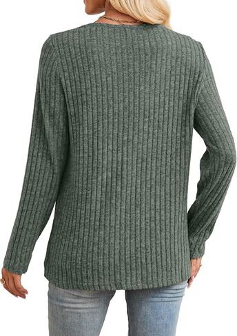 Sampeel Long Sleeve Shirts for Women V Neck Sweaters Fall Fashion Outfits 2025 Tunic Tops Lightweight in Kuwait