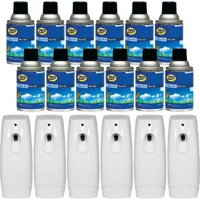 Zep Metered Mist Automatic Aerosol Refill, Blue Sky (Case of 12) with TimeMist Fragrance Dispenser (6) - 336201 - Lasts Up To 30 Days and Neutralizes Tough Odors in Kuwait