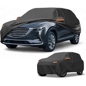 غطاء السيارة مقاوم للماء جميع الحماية من أمطار الشمس الغلاف الخارجي الكامل ل Mazda CX-9 190T-PU أسود مع السوستة الجانبية اليسرى in Kuwait