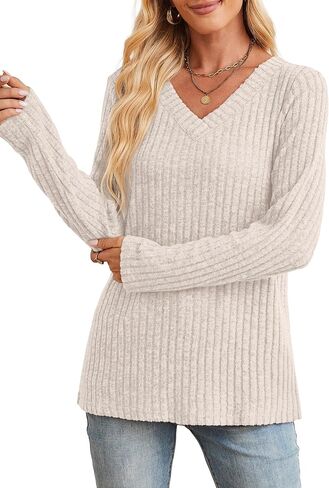 قمصان Sampeel Long Sleeve for Women v سفن الرقبة التي تقع على ملابس الموضة 2025 قمم تونك خفيفة الوزن in Saudi Arabia
