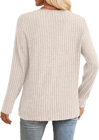 قمصان Sampeel Long Sleeve for Women v سفن الرقبة التي تقع على ملابس الموضة 2025 قمم تونك خفيفة الوزن in Saudi Arabia