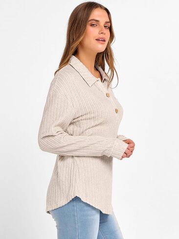 ANRABESS Womens Long Sleeve Shirts Henley V Neck Tops Dressy Casual Ribbed Knit Loose Comfy Tunic Sweaters with Pocket in Saudi Arabia