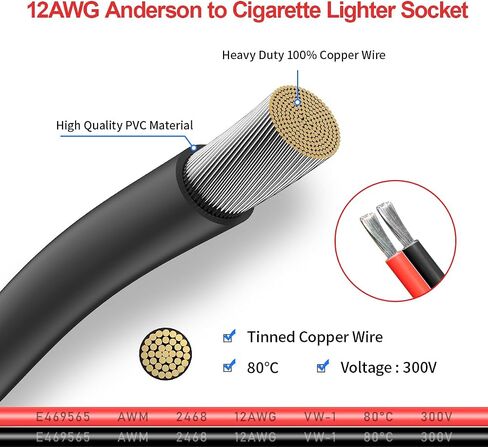Anderson to Car Cigarette Lighter,12AWG 12V Cigarette Lighter Male Plug Connector Cable for Portable Solar Generator Power Station(2FT) in Saudi Arabia