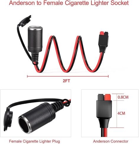 Anderson to Car Cigarette Lighter,12AWG 12V Cigarette Lighter Male Plug Connector Cable for Portable Solar Generator Power Station(2FT) in Saudi Arabia