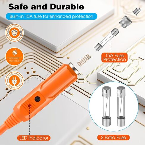 Dreyoo 12V/24V 8.2 ft Car Charging Cable, 14AWG 15A Car Cigarette Lighter Charger with DC7909 DC8020 Connectors, Compatible with Jackery Explorer Portable Power Station in Saudi Arabia