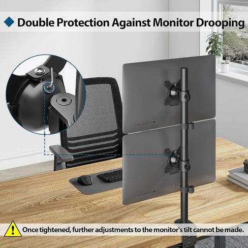 BONTEC Triple Monitor Desk Mount for One 32 Inch Screen and Two 27 Inch Screens, Supports up to 22lbs, with Full Motion Adjustability, Dual Installation Options and Integrated Cable Management, Black in Kuwait