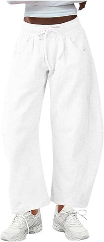 Barrel Sweatpants Women Elastic Waisted Wide Leg Lounge Pants Baggy Casual Sweat Pant Palazzo Trousers with Pockets in Saudi Arabia