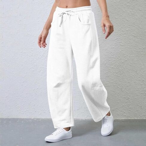 Barrel Sweatpants Women Elastic Waisted Wide Leg Lounge Pants Baggy Casual Sweat Pant Palazzo Trousers with Pockets in Saudi Arabia