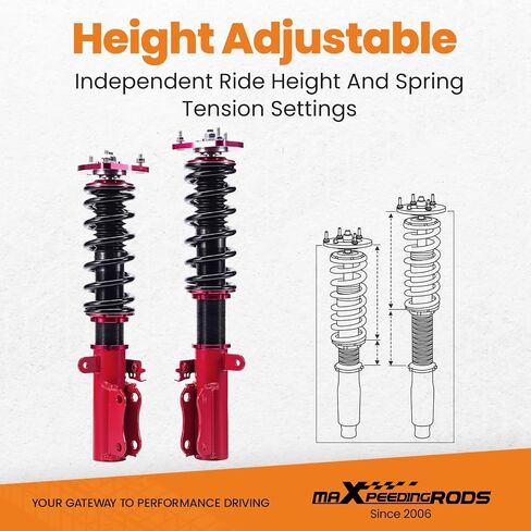 maXpeedingrods Coilovers for Toyota Camry ACV30/MCV30 2002-2006, Height Adjustable Full Coilovers Suspension Kit, Preset Damping Shock Absorber Struts, Lowering Kit Red in Saudi Arabia