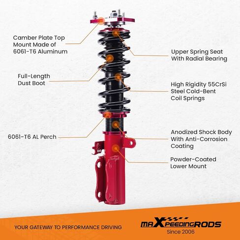 maXpeedingrods Coilovers for Toyota Camry ACV30/MCV30 2002-2006, Height Adjustable Full Coilovers Suspension Kit, Preset Damping Shock Absorber Struts, Lowering Kit Red in Saudi Arabia