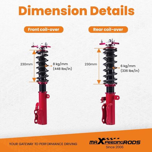maXpeedingrods Coilovers for Toyota Camry ACV30/MCV30 2002-2006, Height Adjustable Full Coilovers Suspension Kit, Preset Damping Shock Absorber Struts, Lowering Kit Red in Saudi Arabia