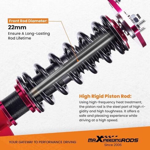 maXpeedingrods Coilovers for Toyota Camry ACV30/MCV30 2002-2006, Height Adjustable Full Coilovers Suspension Kit, Preset Damping Shock Absorber Struts, Lowering Kit Red in Saudi Arabia