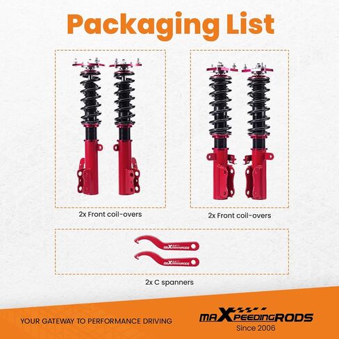 maXpeedingrods Coilovers for Toyota Camry ACV30/MCV30 2002-2006, Height Adjustable Full Coilovers Suspension Kit, Preset Damping Shock Absorber Struts, Lowering Kit Red in Saudi Arabia