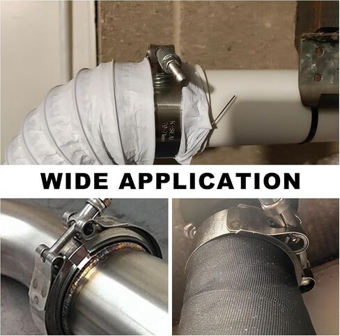 2PCS 2.75 inch T-Bolt Hose Clamp, Stainless Steel Spring Loaded Hose Clamps Working Range 64mm-72mm, Adjustable T-Shape Pipe Clamp for Exhaust System Turbo Intake Fuel Line in Saudi Arabia