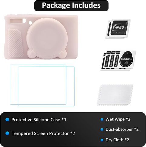 SX730 SX740 Camera Case & LCD Screen Protector Accessories Kit, Soft Silicone Case for Canon PowerShot SX740/SX730 HS Camera, Body Cover for SX740 SX730 with Lens Cap - Rose in Kuwait