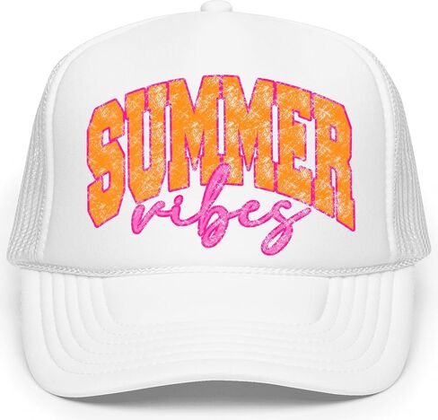 المشاعر الصيفية الرسم القابل للتعديل Cap Women and Teens Classic 5 Panel Mesh Snap Backer Trucker Hat in Saudi Arabia
