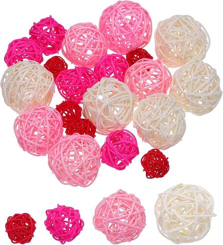 MECCANIXITY 20 Pcs Vase Filler Decorative Balls, 2.4/2/1.6/1.2" White/Black/Coffee/Gray Wicker Rattan Decor, Balls Bowl Fillers for Home Decor,Center Table in Saudi Arabia