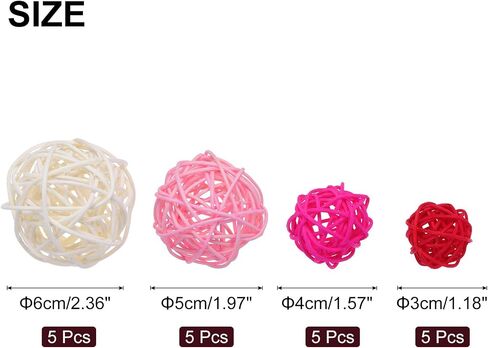 MECCANIXITY 20 Pcs Vase Filler Decorative Balls, 2.4/2/1.6/1.2" White/Black/Coffee/Gray Wicker Rattan Decor, Balls Bowl Fillers for Home Decor,Center Table in Saudi Arabia