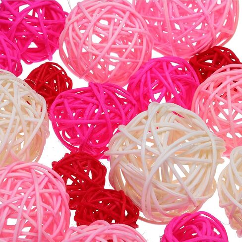 MECCANIXITY 20 Pcs Vase Filler Decorative Balls, 2.4/2/1.6/1.2" White/Black/Coffee/Gray Wicker Rattan Decor, Balls Bowl Fillers for Home Decor,Center Table in Saudi Arabia