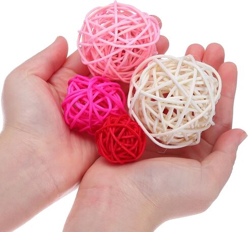 MECCANIXITY 20 Pcs Vase Filler Decorative Balls, 2.4/2/1.6/1.2" White/Black/Coffee/Gray Wicker Rattan Decor, Balls Bowl Fillers for Home Decor,Center Table in Saudi Arabia