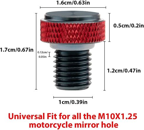 MOFUN دراجة نارية مرآة الثقب المكونات M10X1.25 الخيط ، 2-ألوان دراجة نارية البراغي مرآة مرآة متوافقة مع هوندا FIT YAMAHA FIT KAWASAKI FIT SUZUKI FIT DUCATI FIT 3PCS in Saudi Arabia