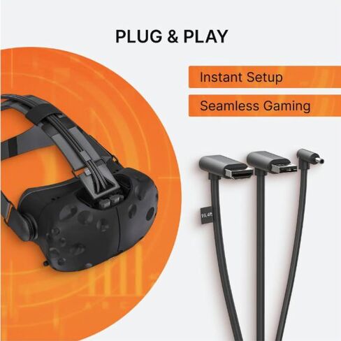 Skywin 3-in-1 VR Backpack Cable - Compatible with HP Z VR Backpack and HTC Vive - 3 in 1 HDMI+USB+DC 1 Meter Cable for Linkbox and Headset Connection (3.2 Foot) (Black) in Saudi Arabia