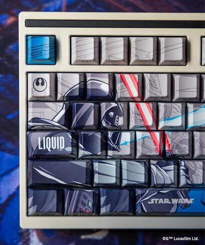 أغطية مفاتيح Star Wars Darth Vader PBT Dye Sub للوحة مفاتيح الألعاب الميكانيكية، ومفاتيح Cherry MX، وطباعة جانبية مخصصة، ودعم ANSI ISO، تخطيط أمريكي in Kuwait