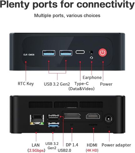 Beelink SER6 Mini PC W11 Pro, AMD Ryzen 9 6900HX(8C/16T up to 4.9GHz), 16GB DDR5 500GB NVME SSD Radeon 680M 12 core 2400 MHz WiFi 6/BT5.2 Triple Display Mini Gaming PC Computer in Kuwait