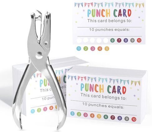 Punch Cards, 200 Pack Reward Punch Cards with Heart Handheld Puncher Soft Grip Behavior Incentive Awards for Kids Teacher Classroom School Supplies Home Loyalty Gift Cards 3.5" x 2" in Saudi Arabia