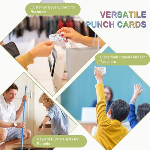 Punch Cards, 200 Pack Reward Punch Cards with Heart Handheld Puncher Soft Grip Behavior Incentive Awards for Kids Teacher Classroom School Supplies Home Loyalty Gift Cards 3.5" x 2" in Saudi Arabia
