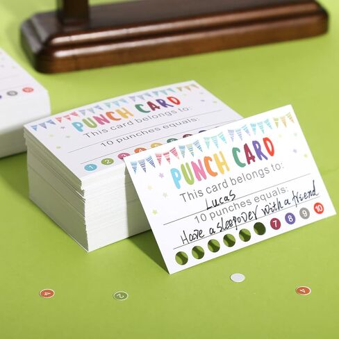 Punch Cards, 200 Pack Reward Punch Cards with Heart Handheld Puncher Soft Grip Behavior Incentive Awards for Kids Teacher Classroom School Supplies Home Loyalty Gift Cards 3.5" x 2" in Saudi Arabia