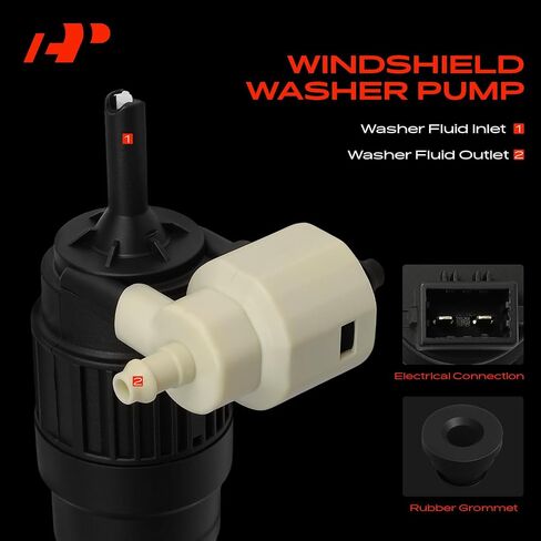 A-Premium Windshield Washer Pump Compatible with Chevrolet Equinox & Volkswagen Passat, Golf, GTI, e-Golf, EuroVan & Jeep Renegade & Fiat 500, 500X, 500L & Suzuki XL7 & Saturn & Pontiac & Ram in Saudi Arabia