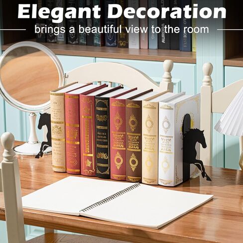 Marspark Horse Metal Bookends Black Horse Book Ends for Shelves Bookshelf Decorative Objects Home Desk Bookshelf Office Decor Gifts for Women in Saudi Arabia