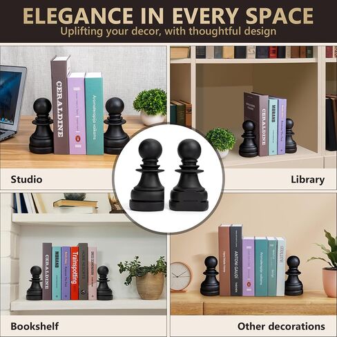 ينتهي كتاب الشطرنج للأرفف - مقصورات زخرفية أنيقة للكتب الثقيلة ، ومكتب ديكور غرفة المعيشة - منظم الرفف الحديث ومحبي الكتب من قبل Rookmate (Matte Black ، Légal’s Mate) in Saudi Arabia