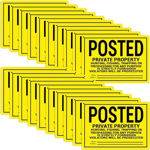 20 Pcs Private Property No Trespassing Sign No Hunting or Trespassing Signs Warning Signs for Property 10"X7" Funny Posted Aluminum Metal Signs in Saudi Arabia