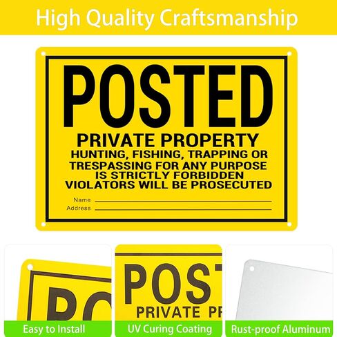20 Pcs Private Property No Trespassing Sign No Hunting or Trespassing Signs Warning Signs for Property 10"X7" Funny Posted Aluminum Metal Signs in Saudi Arabia